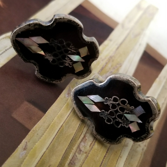 Relisted -Vintage Sterling Silver cuff links PGG black - Picture 15 of 17